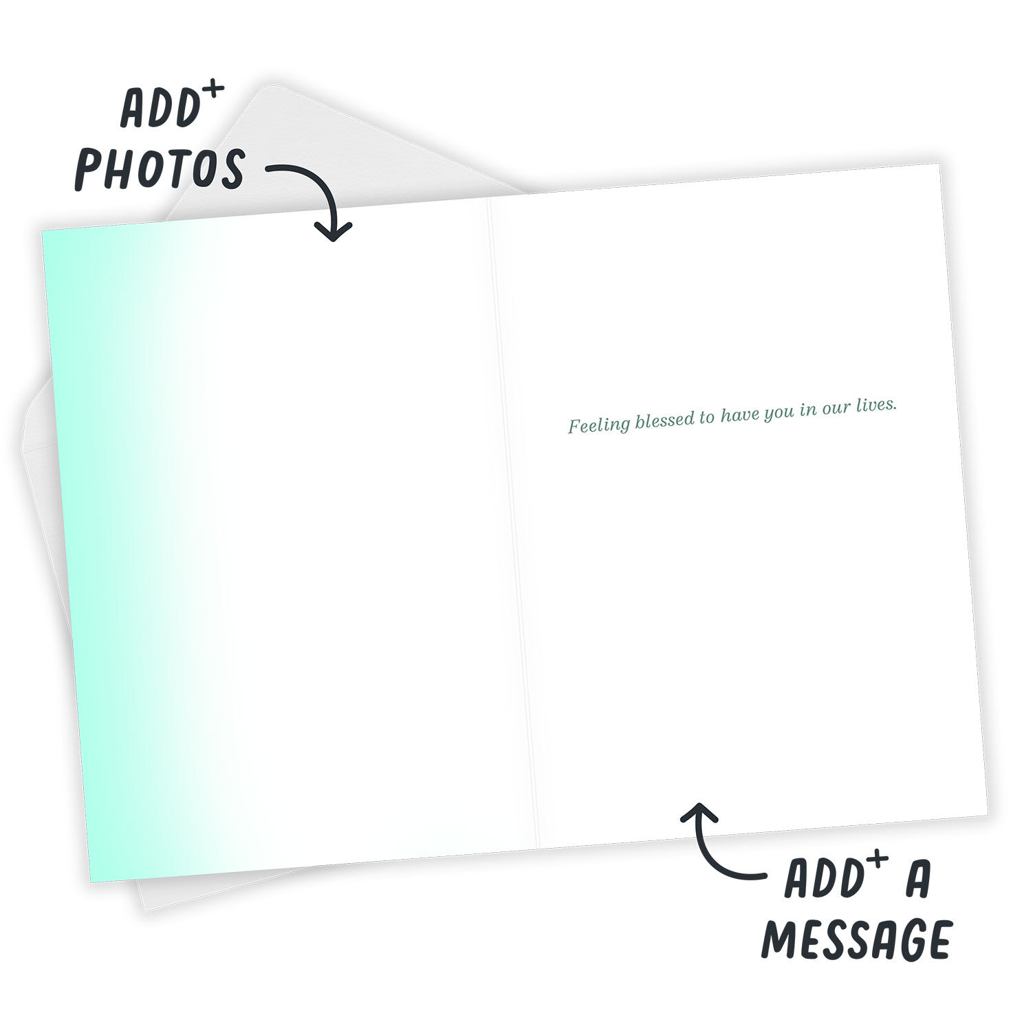 Pink Carnations Personalized Mother's Day Card Open Card with Envelope indicating personalization image number 3