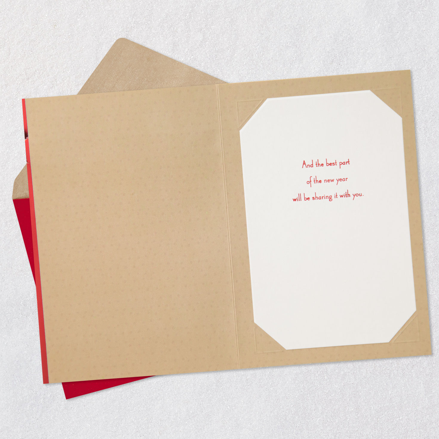 Couple in Snow Romantic Christmas Card Open card with envelope image number 3