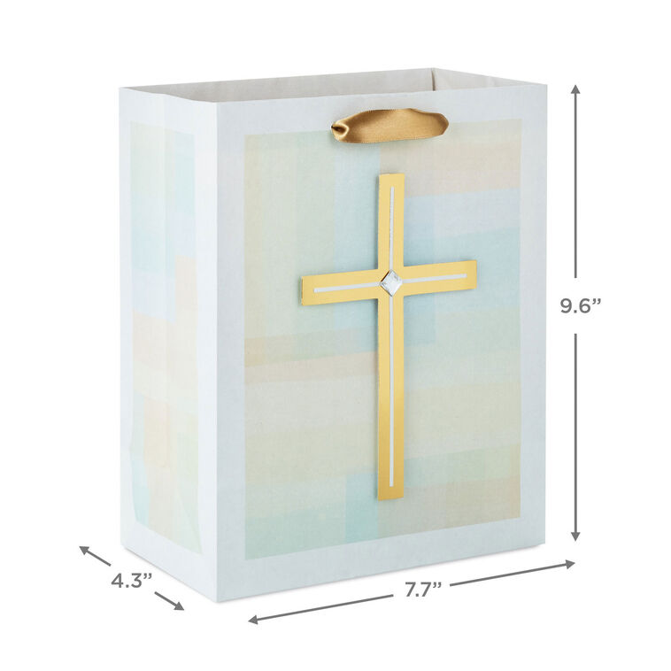 Gold Cross on Pastel Medium Gift Bag measurement image number 3