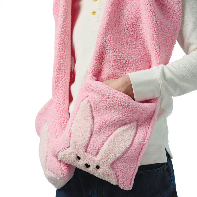 Ralphie's Pink Bunny Suit Hooded Scarf With Pockets in use image number 2