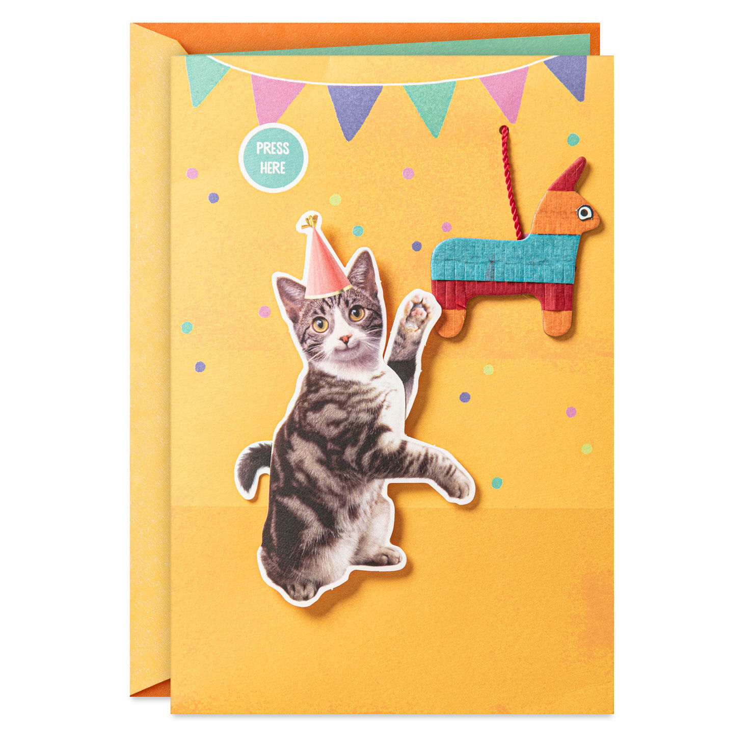 More Fun Cat and Piñata Funny Musical Birthday Card With Motion