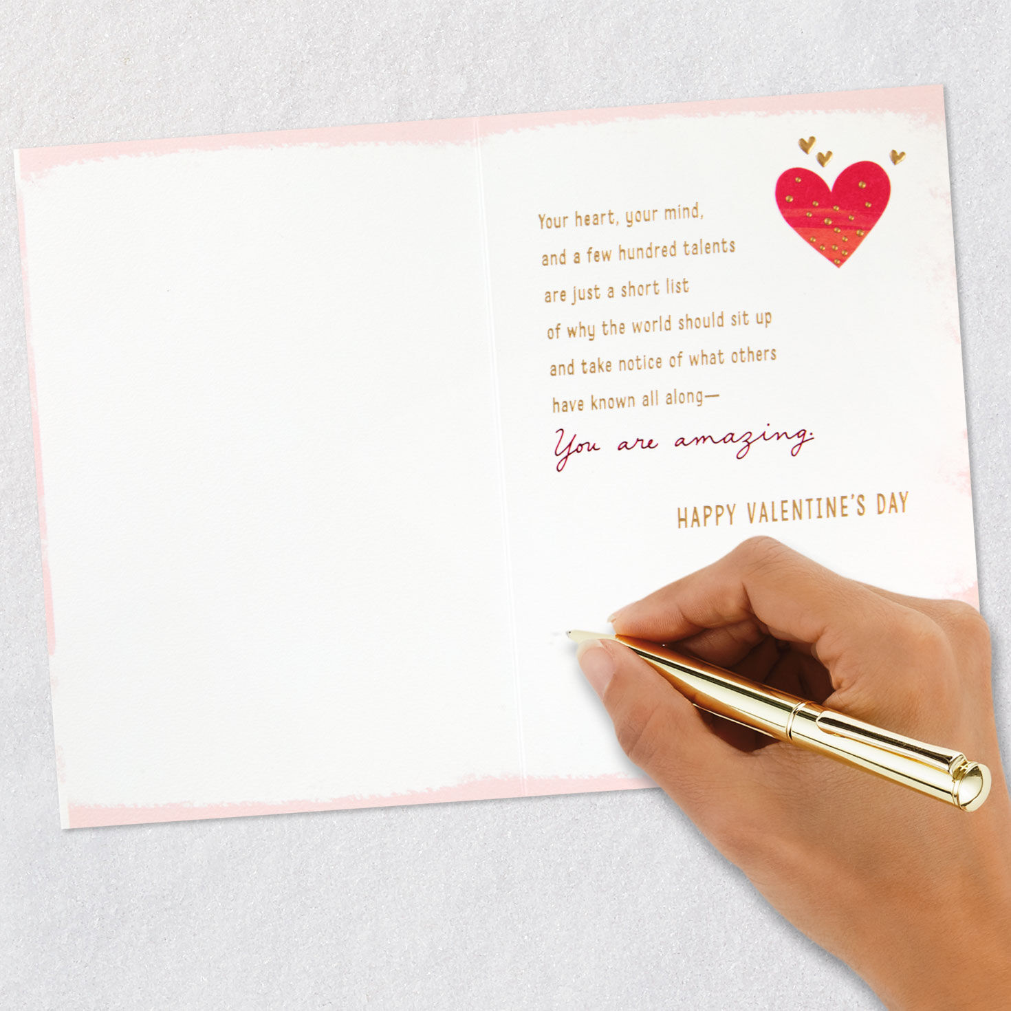 Sparkly Watercolor Hearts Daughter Valentine's Card signing card image number 6