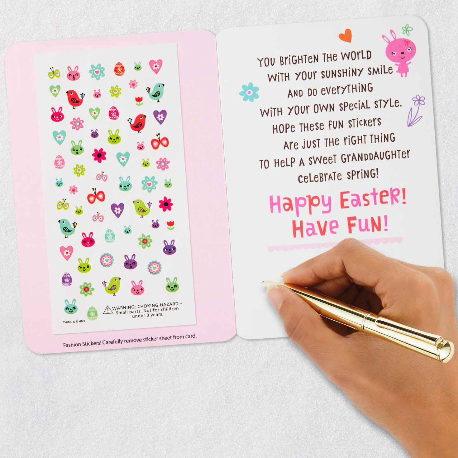 Pink Flowers and Birds Card for Granddaughter Signing card image number 7