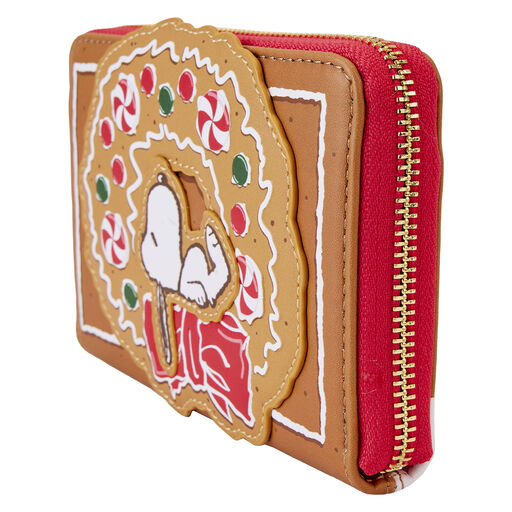Loungefly Peanuts Snoopy Gingerbread Wreath Scented Zip-Around Wallet, 