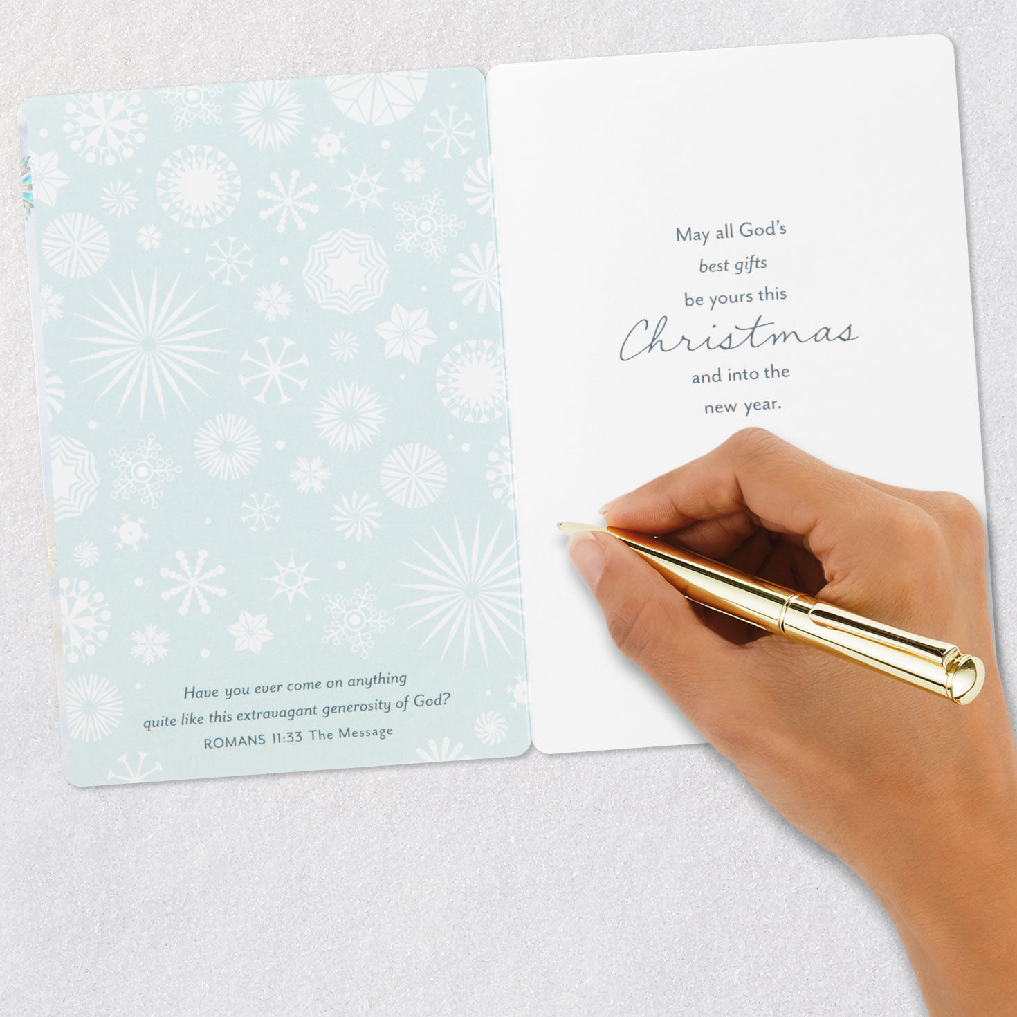 Snowflake and Pine Christmas Card signing card image number 7