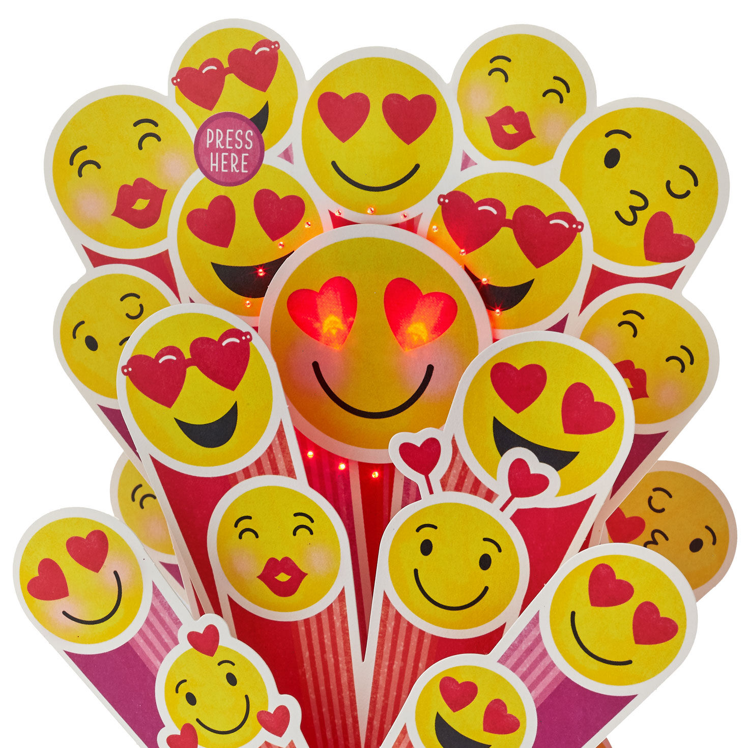 Emojis Music and Light 3D Pop-Up Valentine's Day Card card front detail image number 4