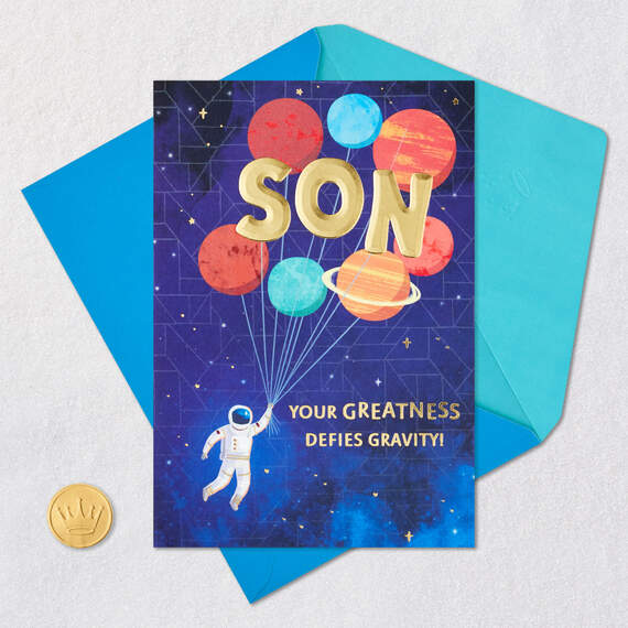 Your Greatness Defies Gravity Birthday Card for Son, , large image number 5
