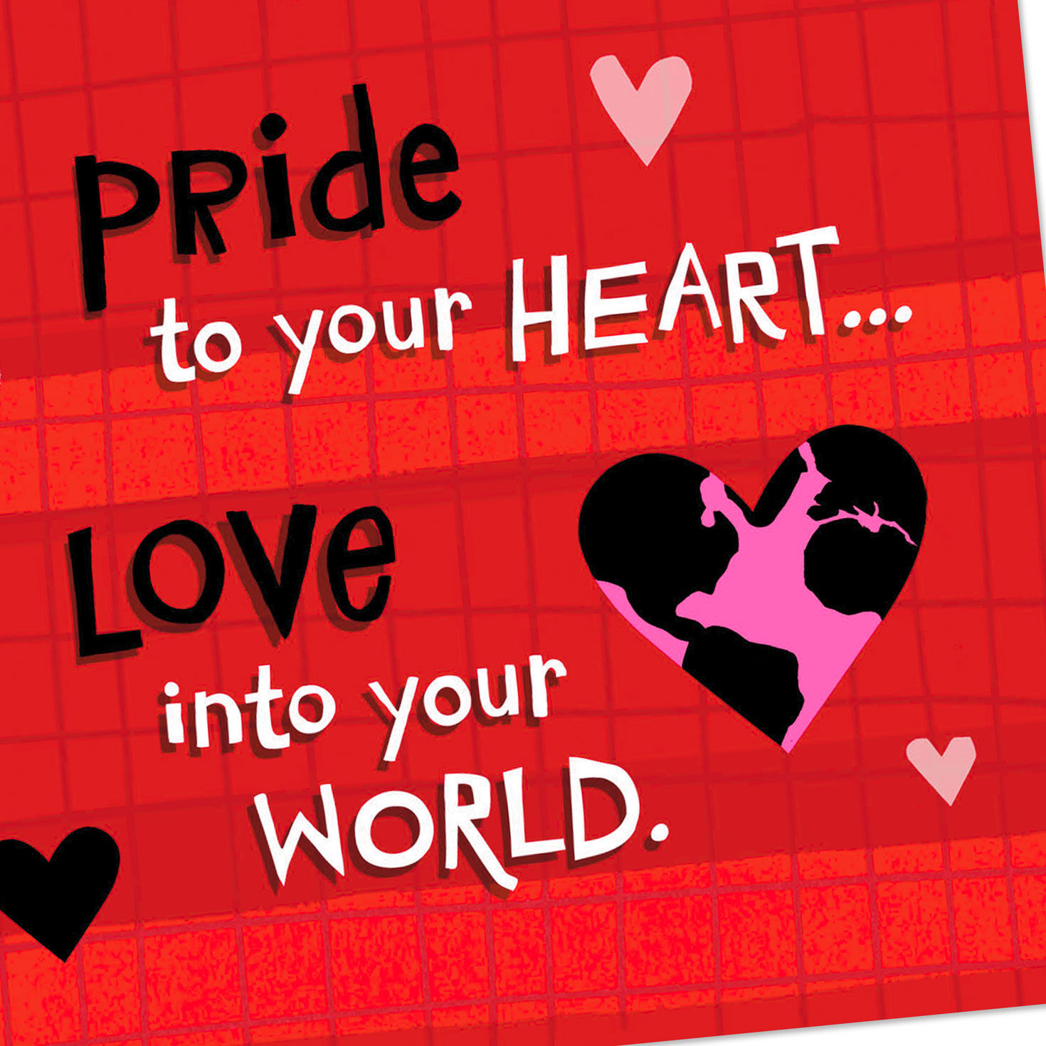 Hearts on Red Grid Grandson Valentine's Day Card Pop-up Card Detail image number 5