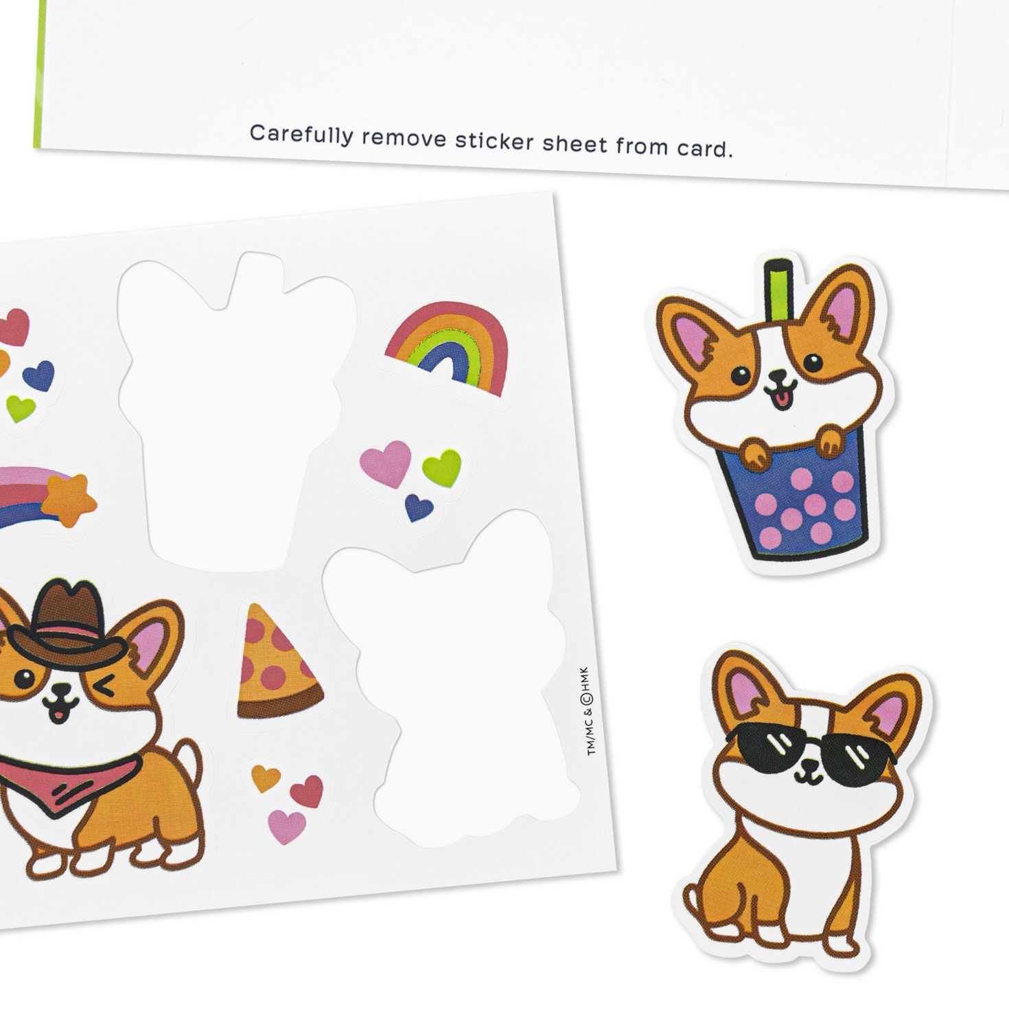 Corgi Dog in Party Hat Kids Birthday Card With Stickers attachment detail image number 5