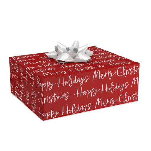 Merry Christmas Script on Red Christmas Wrapping Paper, 25 sq. ft., 
