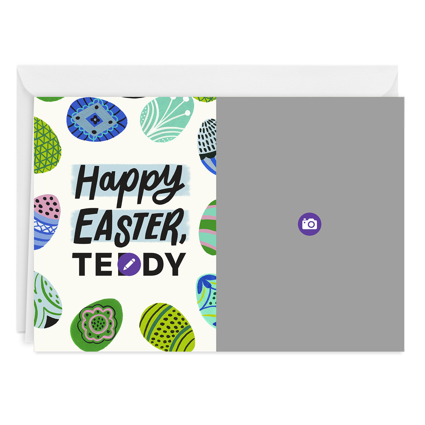 Personalized Colorful Eggs Happy Easter Photo Card  image number 3