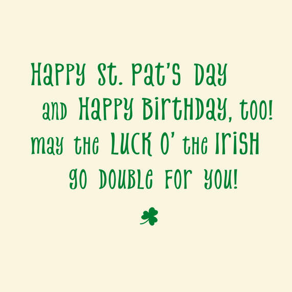 Double Luck o' the Irish St. Patrick's Day Birthday Card, , large image number 2