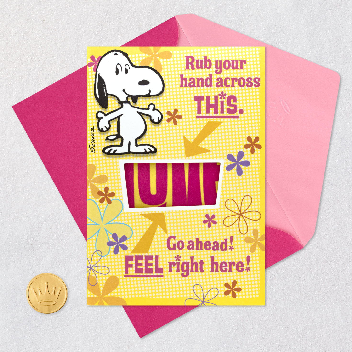 Snoopy and Flowers Funny Mother's Day Card Card Front with Envelope and Gold Seal image number 5