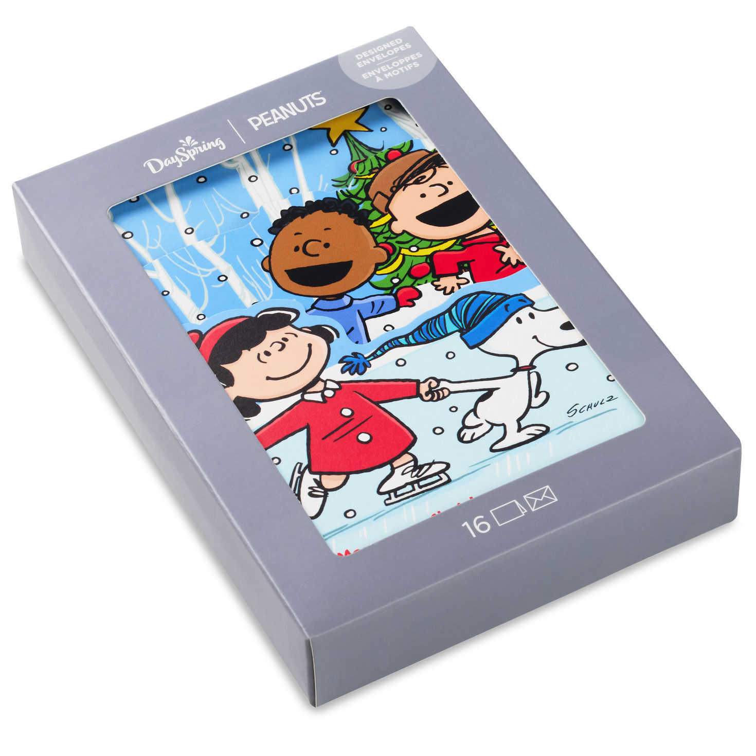 Peanuts® Gang Ice Skating Religious Boxed Christmas Cards, Pack of 16