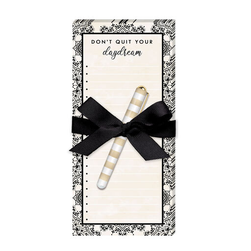 Lady Jayne Black Mandalas Magnetic Notepad With Pen, 