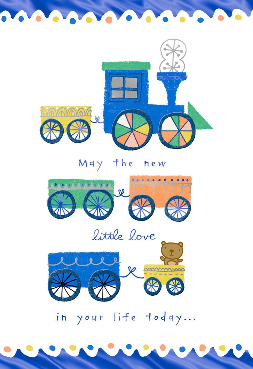 Toy Train New Baby Card