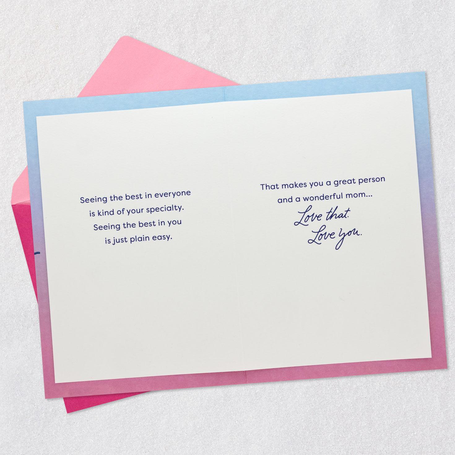 Bold Lettering and Hearts Birthday Card for Mom Open card with envelope image number 4
