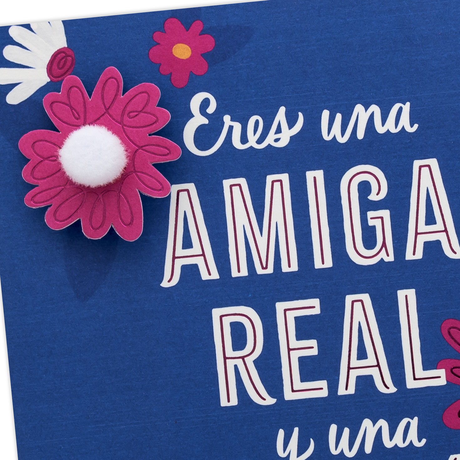 Bright Flowers on Blue Friend Mother's Day Card in Spanish Card Front Detail image number 5