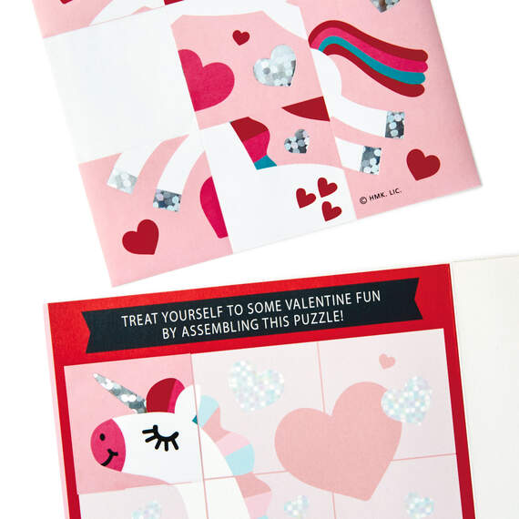 Unicorn Valentine's Day Card With Sticker Puzzle, , large image number 6
