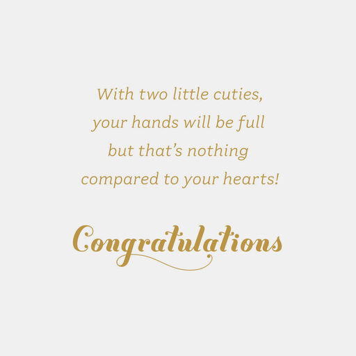 Full Hands and Hearts New Baby Twins Girl and Boy Card, 