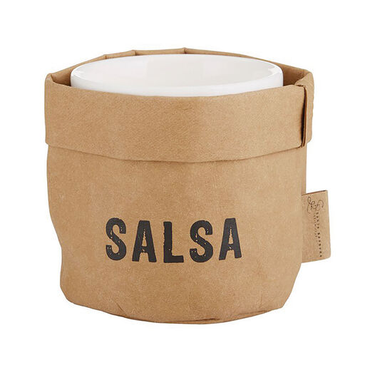 Salsa Ceramic Dish and Washable Paper Holder, 