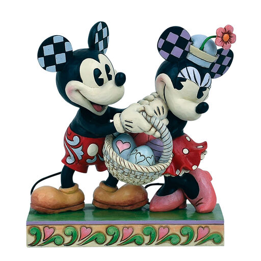 Jim Shore Disney Mickey & Minnie Easter Basket Figurine, 5.7", 