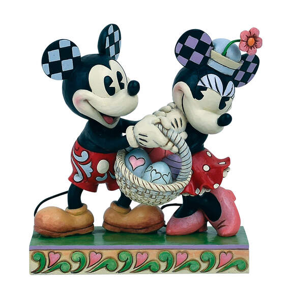 Jim Shore Disney Mickey & Minnie Easter Basket Figurine, 5.7"