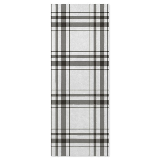 Black and White Plaid Christmas Tissue Paper, 6 sheets, 
