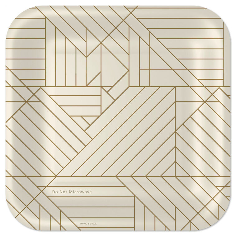 Gold Geometric on Ivory Dinner Plates, Pack of 8