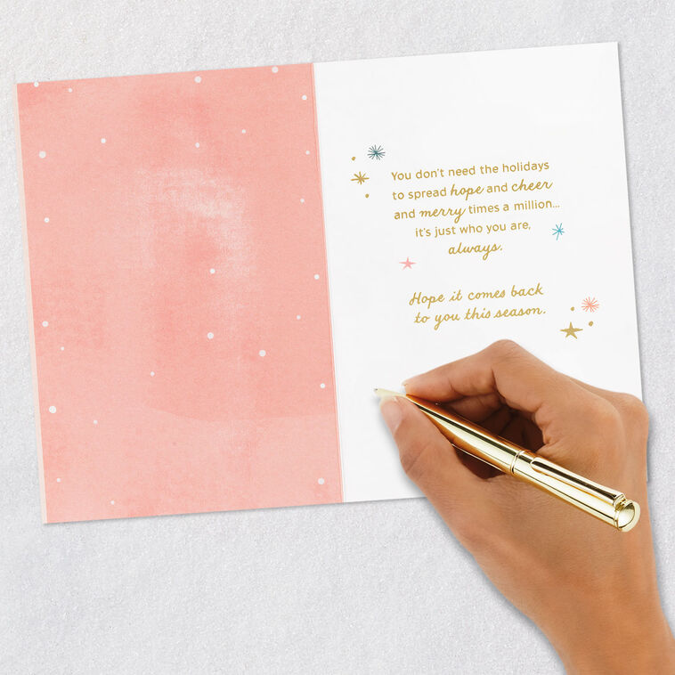 Pink, Peach and Teal Trees Christmas Card Signing card image number 6