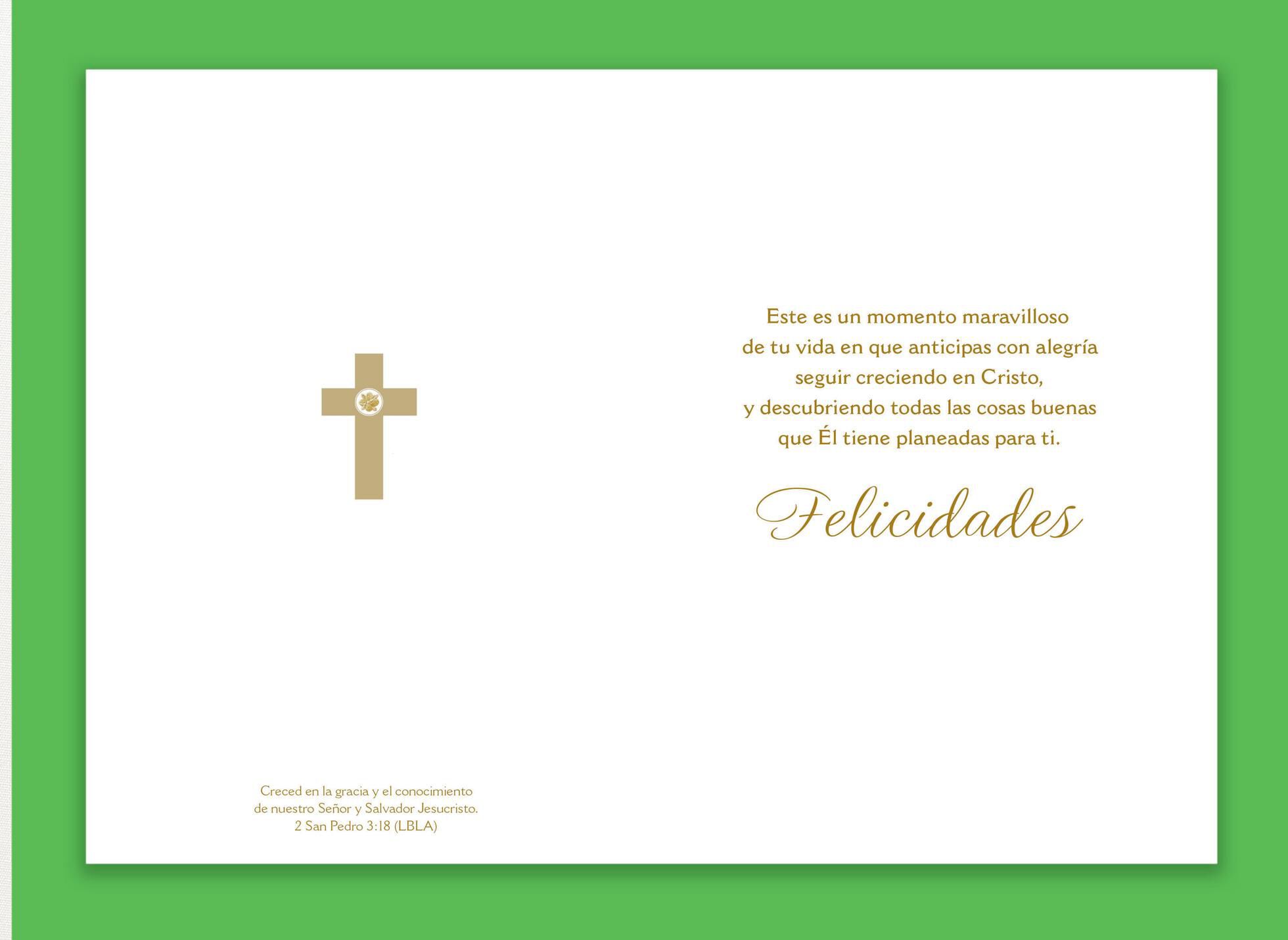 Cross With Flowers Religious Spanish-Language Confirmation Card