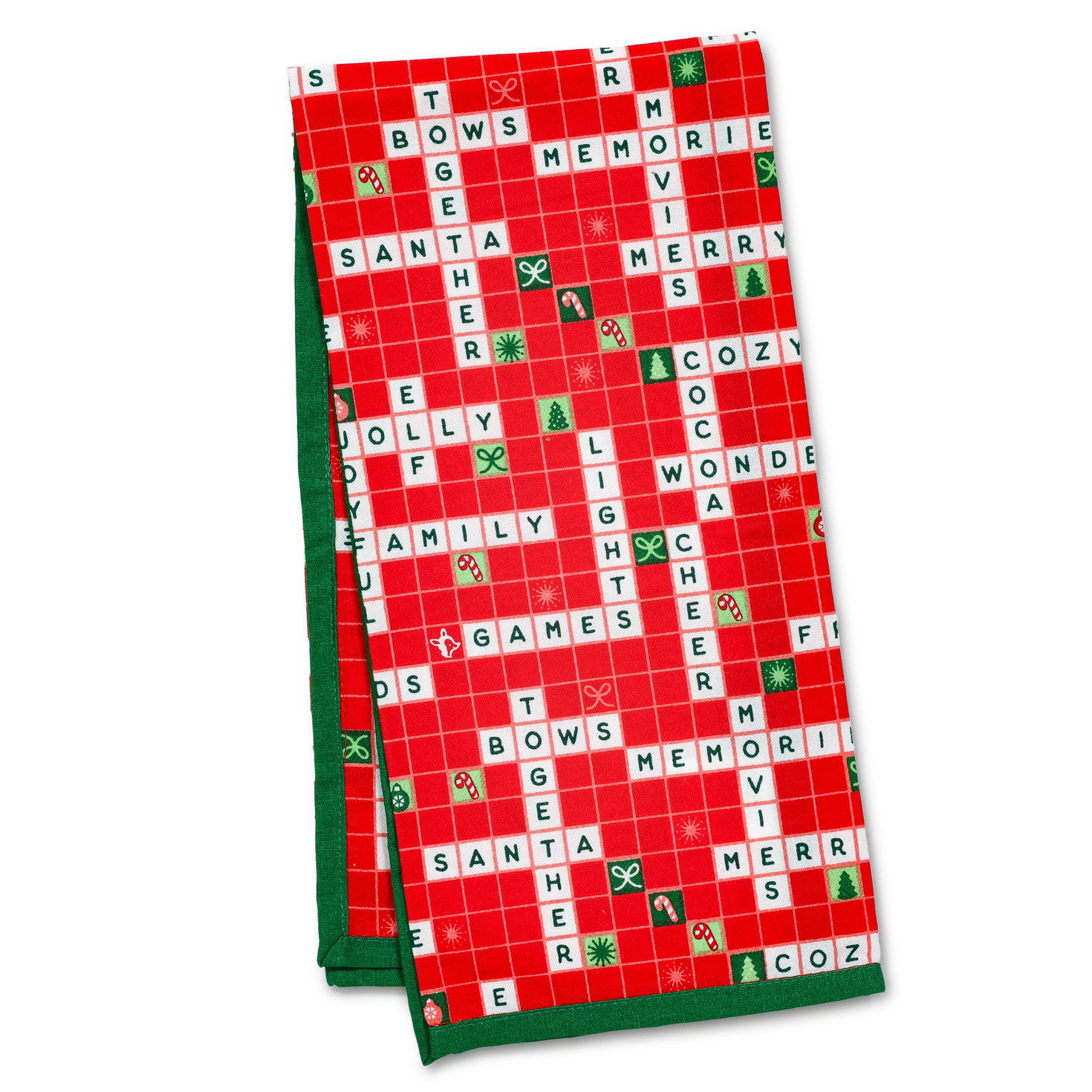 Christmas Crossword Puzzle Tea Towel, 18x26