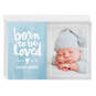 Personalized Born to Be Loved Blue New Baby Photo Card, , large image number 1