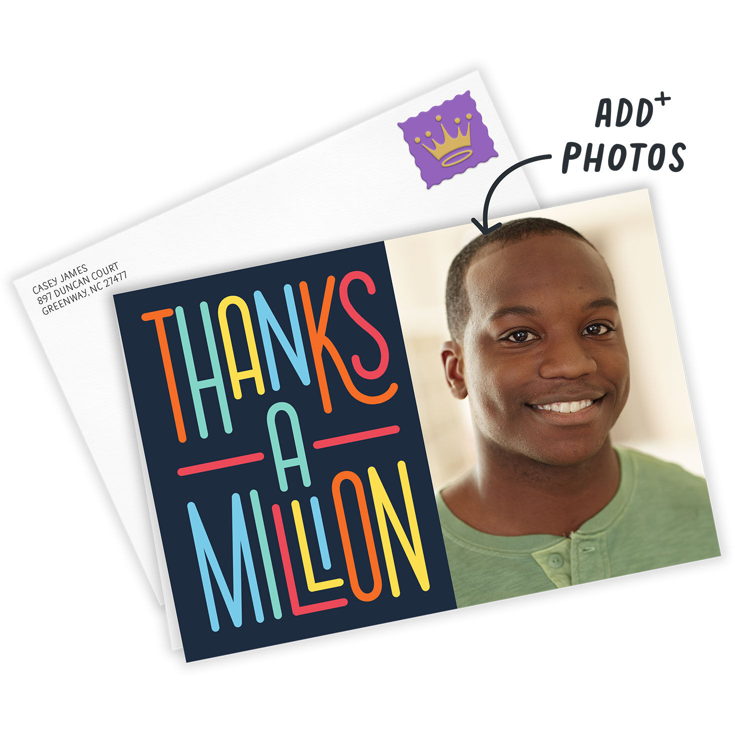 Personalized Colorful Lettering Thank-You Photo Card  image number 2