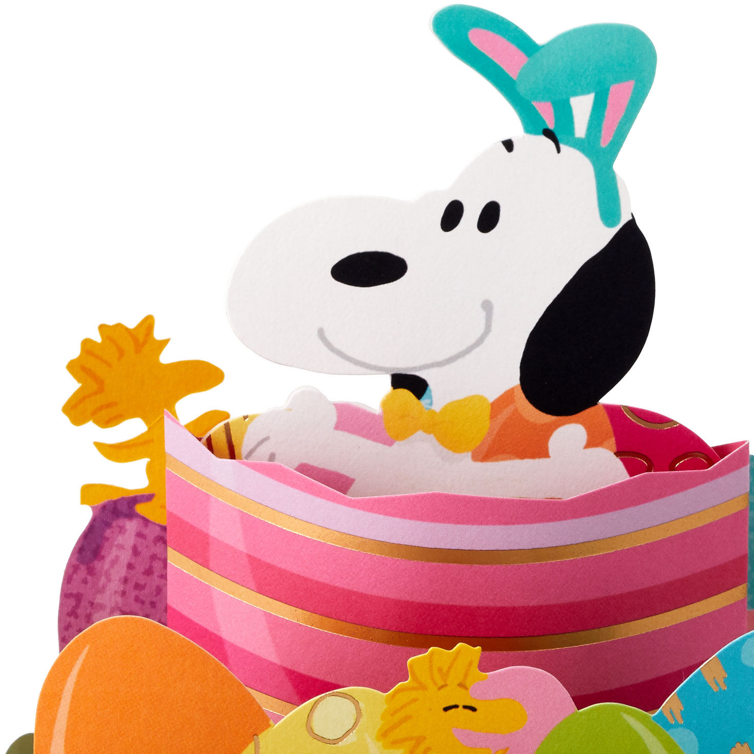 Bunny Snoopy with Colorful Eggs Pop Up Easter Card upclose detail image number 3