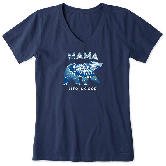 Life is Good Mama Bear Navy V-Neck Women's T-Shirt