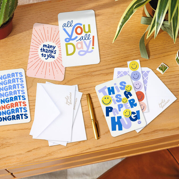 Hallmark Lettering Playful Lettering Assorted Multi-Occasion Cards, Pack of 4 - Note Cards ...
