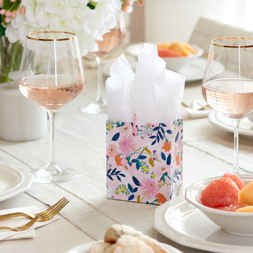 4.6" Pink Floral Gift Card Holder Mini Bag, 