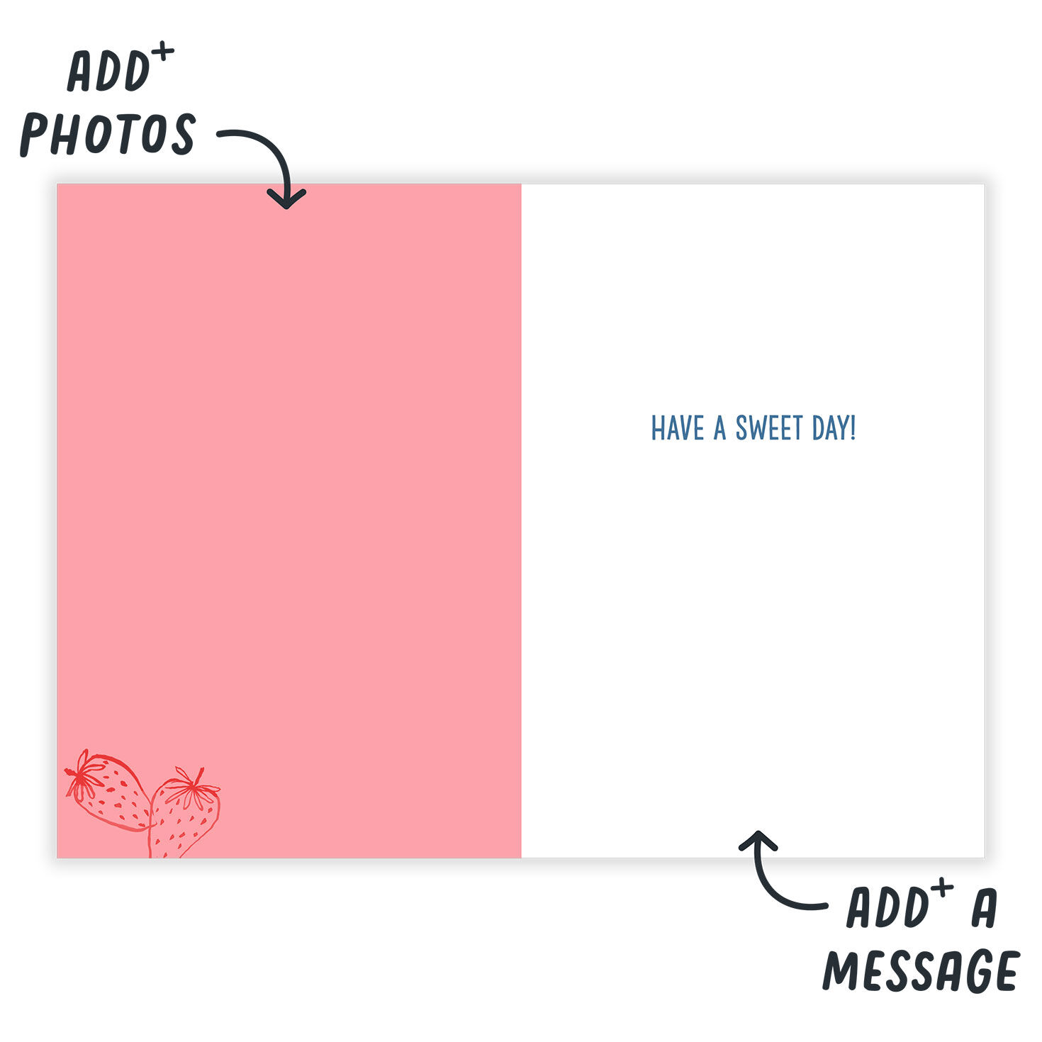 Strawberries Drawings Personalized Love Card Open Card indicating personalization image number 3