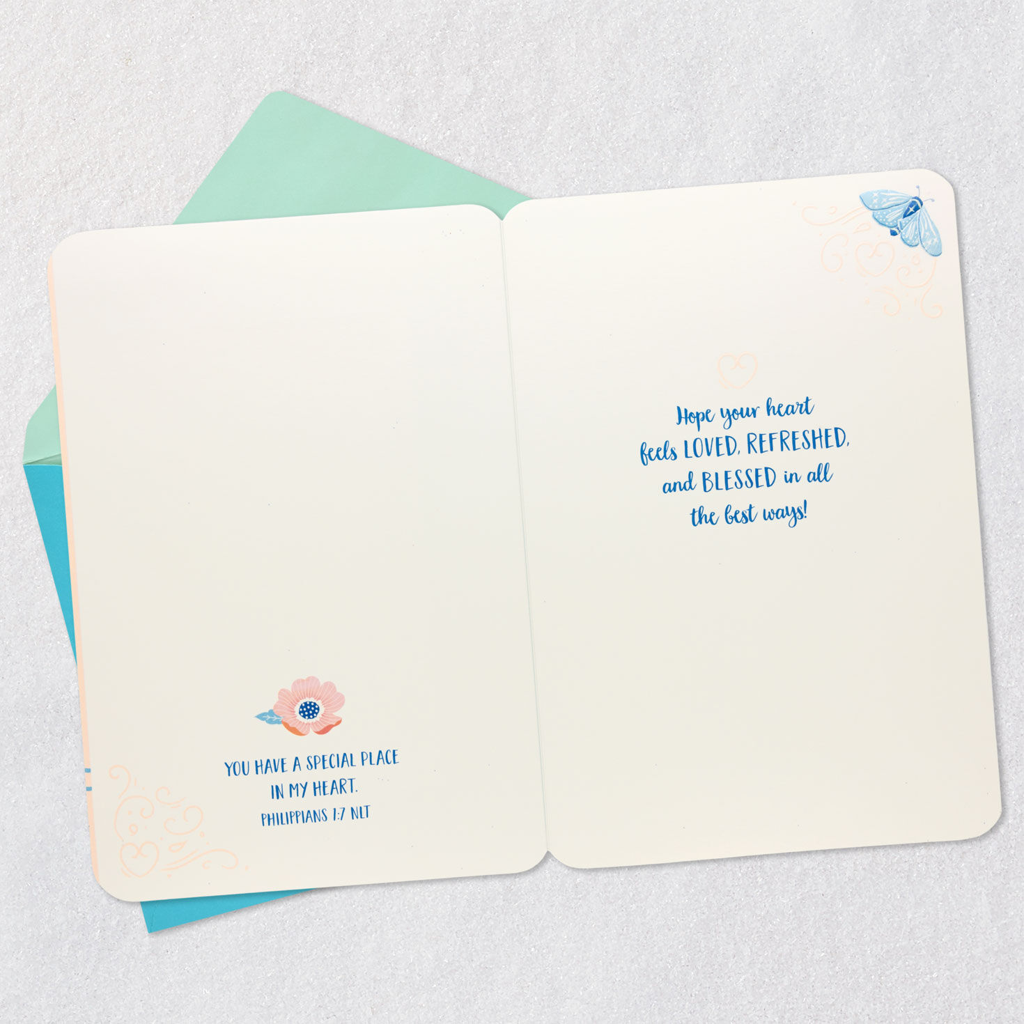 Flowers and Butterfly Mom Mother's Day Card Open card with envelope image number 4