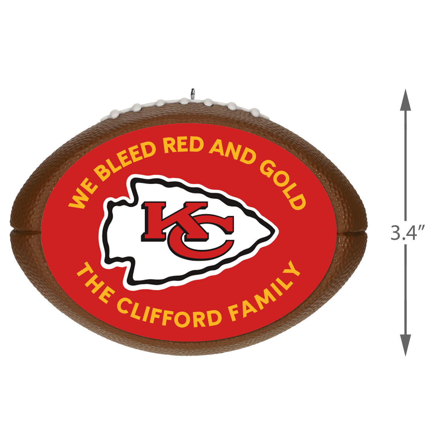 NFL Football Kansas City Chiefs Text Personalized Ornament measurement image number 5