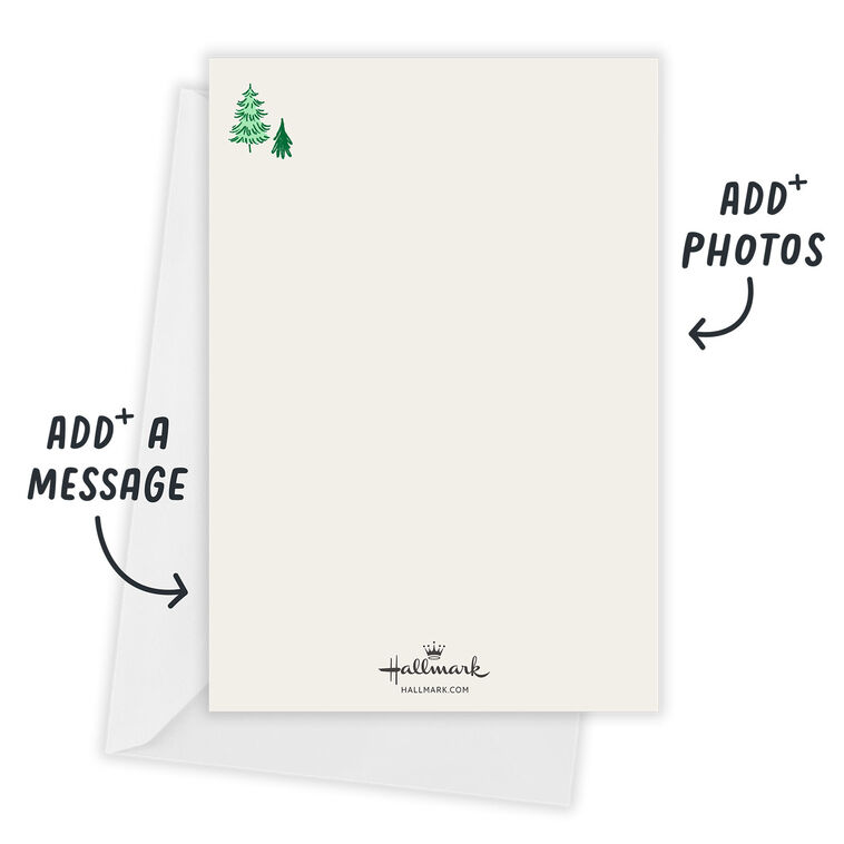 Holiday Village Drawings Personalized Photo Card Card back with Envelope indicating personalization image number 3
