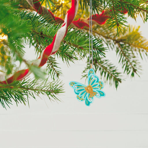 Mini Bitty Blue Butterfly Ornament, 1.2", 
