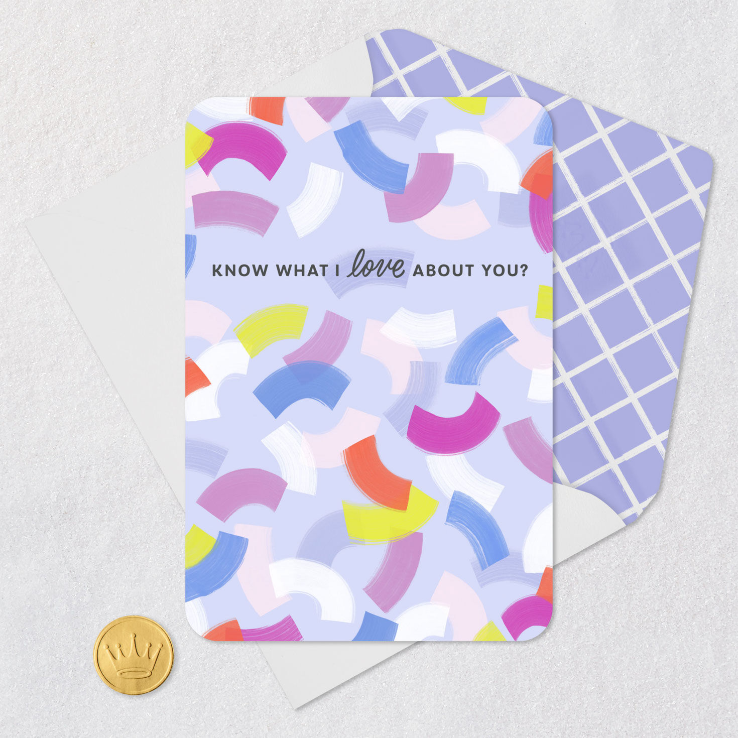 Colorful Brushstrokes Love Card Card Front with Envelope and Gold Seal image number 5