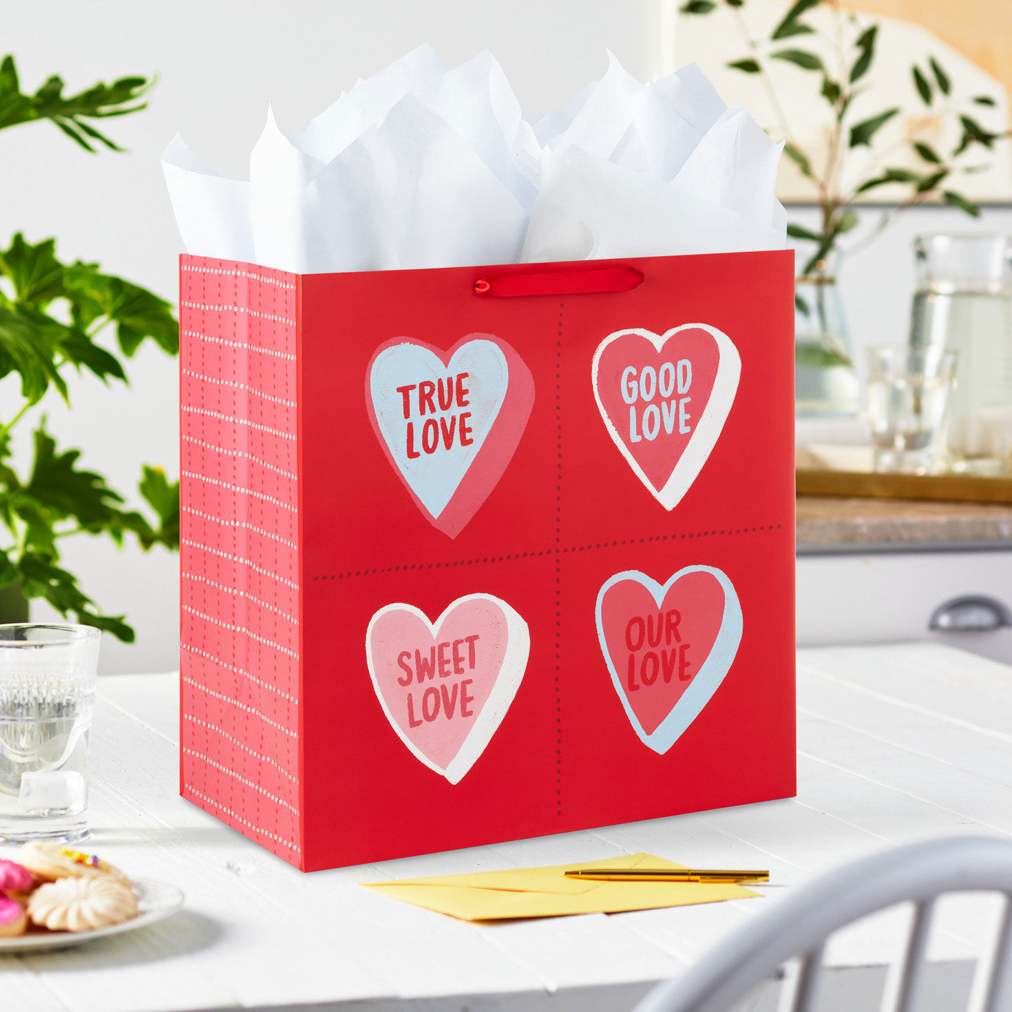 15" Candy Hearts on Red Extra-Deep Valentine's Day Gift Bag for only USD 5.49 | Hallmark