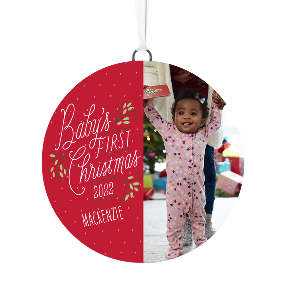 Baby's First Christmas Personalized Text and Vertical Photo Ceramic Ornament, , large image number 4