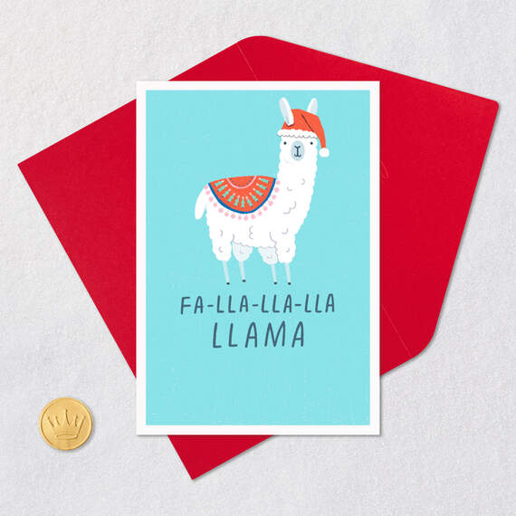 Llama in Santa Hat Funny Christmas Card, , large image number 5