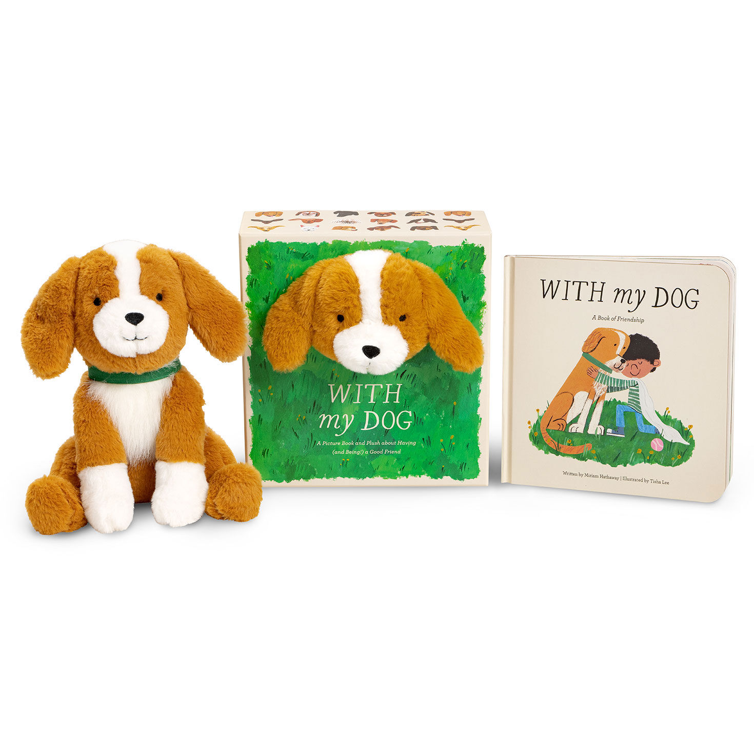 Plush Brown and White Dog and Board Book Gift Set front set image number 1