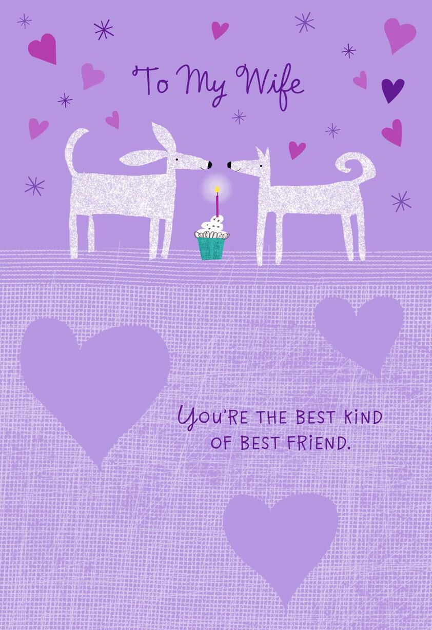 Cute Dogs With Cupcake Birthday Card for Wife