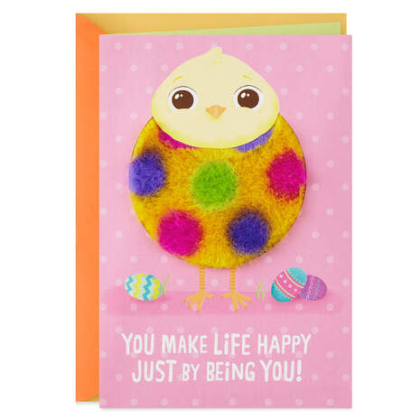 Fuzzy Chick Make Life Happy Easter Card for Kids, , large